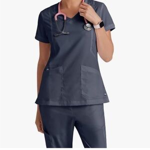 Grey 
Greys Anatomy jogger scrubs
SP bottoms
XS top